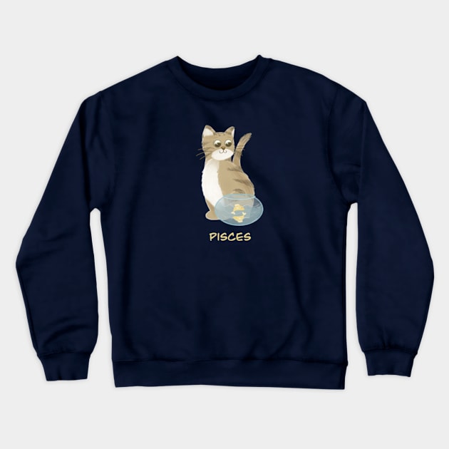 Pisces cat zodiac sign Crewneck Sweatshirt by AbbyCatAtelier